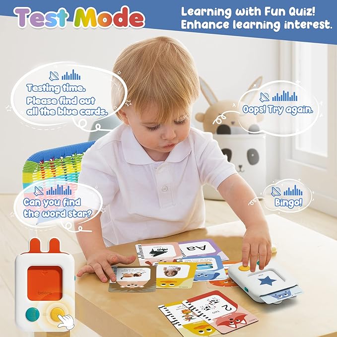beiens Premium Talking Flash Cards for Toddlers 2-6 Years | Eco Friendly Child-Safe Materials | Award-Winning Speech Therapy Toys | Montessori ABC Learning System + Autism Sensory Development Tools