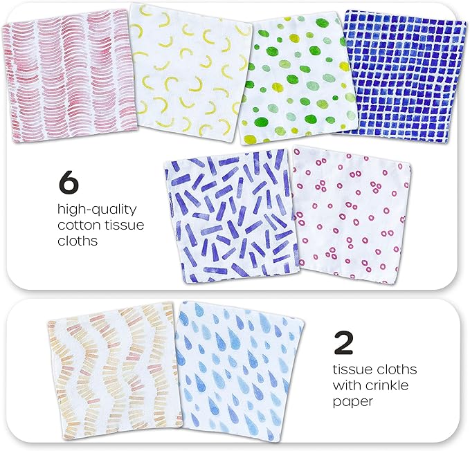 Quiggly Soft Fabric Tissue Box Toy for Babies- Montessori Sensory Development Toy for 6-12 Month Olds - 100% Cotton, Crinkle Tissues, Ribbon Details, Safety Mirror- Ideal for Infant Gross Motor Skills