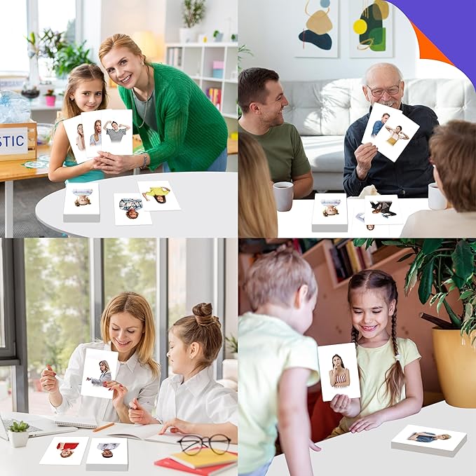 50 Emotion Flashcards, Realistic Feeling Picture Cards Emotion Picture Photos Kids, Adults, Homeschool, Speech Therapy, ABA, Dementia, Aphasia, Occupational Therapy, ESL and Autism Learning Material