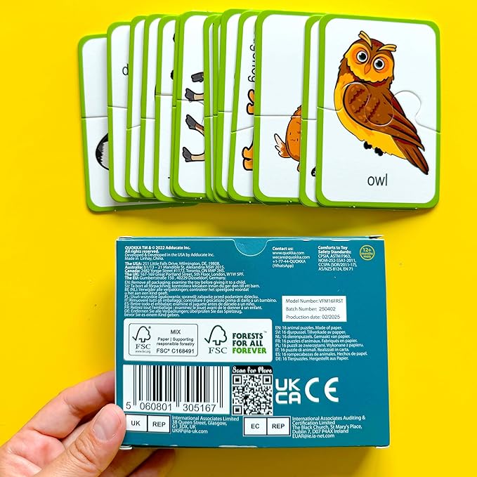 QUOKKA Toddler Puzzles Ages 2-4 – 100% Self-Correcting 16 Matching Pairs of Wood Animals – Educational Toddler Puzzles Ages 1-3 with 32 Pieces - Memory Matching Games for 3-5 Years Old Boys and Girls