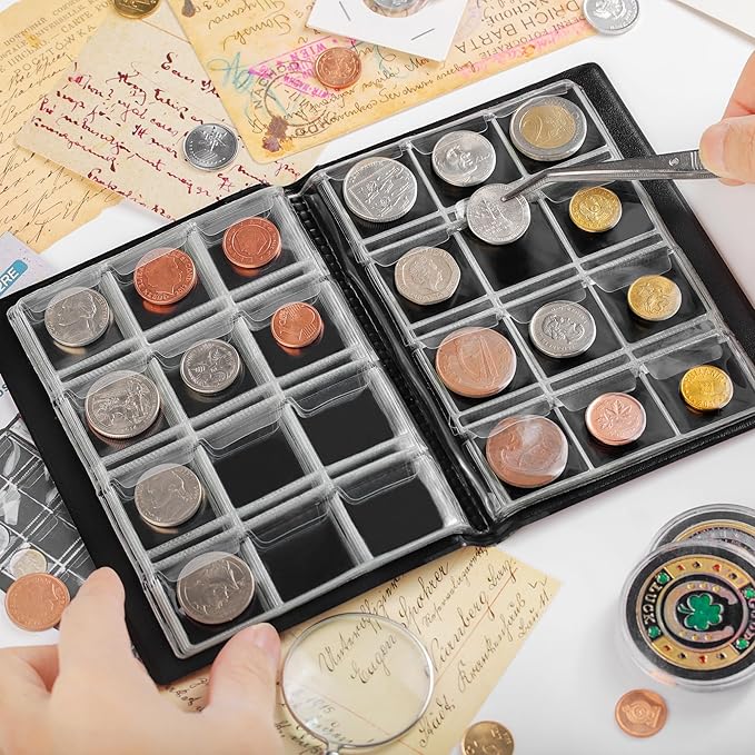 Uncle Paul Coin Album Coin Holder Coin Collection Book for Half Dollar/Small Dollar/50 Pence/Two pounds 60 Pockets CS3712GR