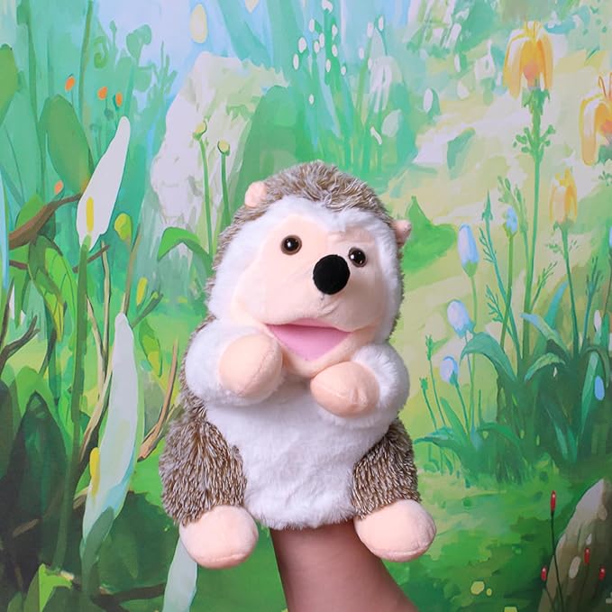 Easfan Hedgehog Hand Puppet with Movable Mouth Interactive Storytelling Cute Soft Plush Toy Creativity and Imagination Easter Christmas Birthday Gifts for Toddlers Kids,10’’