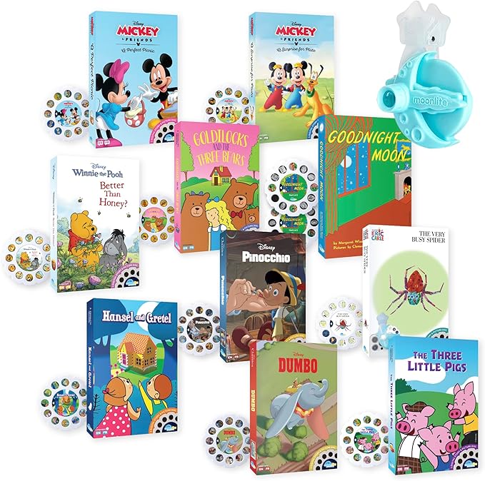 Moonlite Storytime Mini Projector with 10 Classic Stories, A Magical Way to Read Together, Digital Storybooks, Fun Sound Effects, Learning Gifts for Kids Ages 1 and Up