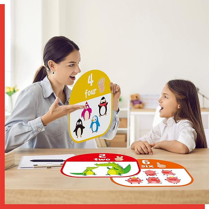 10 PCS Number Posters, Numbers Learning Bulletin Board Set School Decoration Supplies Educational Teaching Tool for Toddler Kid Family Classroom, 12” x 11”