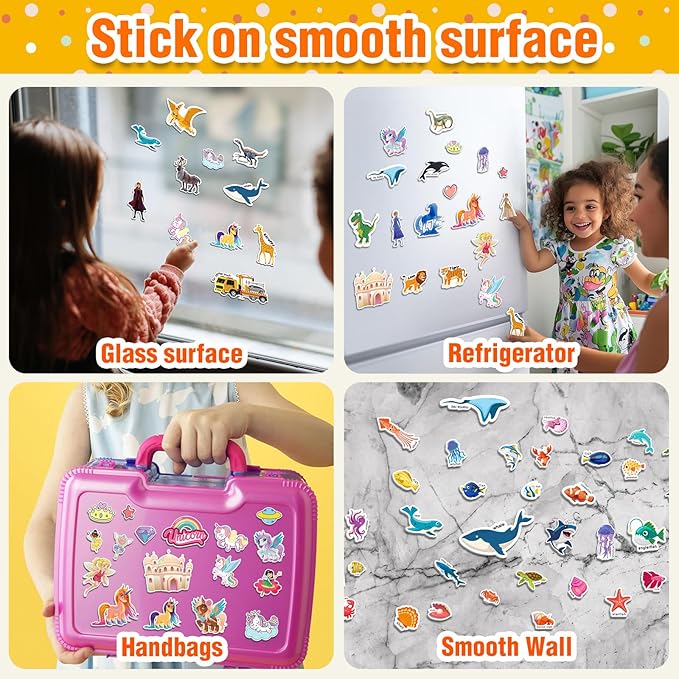 3 Sets Reusable Sticker Books for Toddlers 1-3, Removable Jelly Sticker Books for Kids 2-4 Years, Toddler Travel Toys Activity Book Trip Essentials for Kids- Animal, Dinosaurs and Vehicle