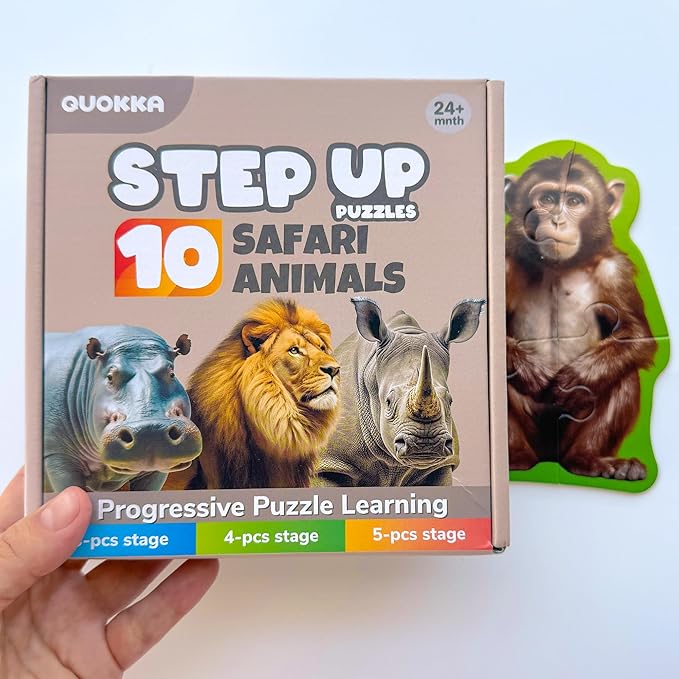 QUOKKA Toddler Puzzles Ages 2-4 - Large Floor Puzzles for Kids 3-5 - 8 Realistic Animal Shapes | Extra Thick Cardboard | Preschool Learning Game - 40 Big Piece Gift for Toddlers 1-3 Years Old