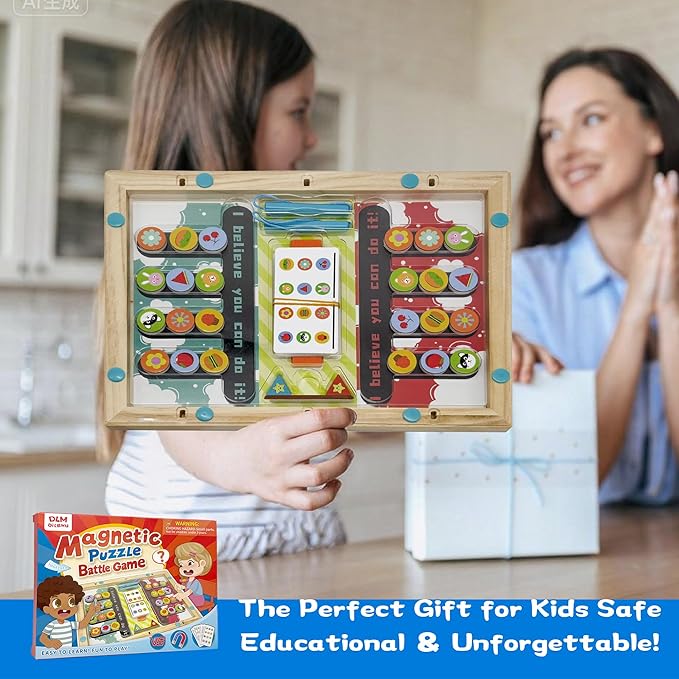 Busy Board,Kids Montessori Wooden Magnetic Toys: 3 4 5 6 Year Old Birthday Gifts for Boys Girls Preschool Educational Learning Activities Toy Sensory Autistic Puzzle Battle Game for Toddlers