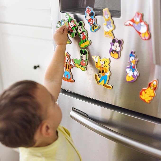 Melissa & Doug Disney Mickey Mouse Wooden Character Magnets (20 pcs) Toys for Disney Fans, Mickey Mouse Fridge Magnets, Pretend Play & Toddler Toys for Kids Ages 2+