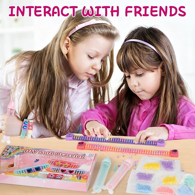 DOLIVE Diamond Bracelet Making Kit, 4 PCS DIY Multicolor Gems Friendship Bracelet with 2 Jewelry Making Pens, Art Carfts Toys for Kids 5 6 7 8 9 10 11 12+