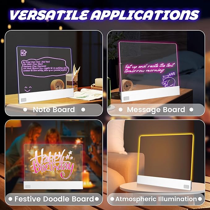 Doodle Glow, Led Drawing Board for Kids Aged 3 Above (Rechargeable Style),13.2"X10",7 Colors Doodle Glow Drawing Board, Include Led Board with Stand, 12 Markers, USB Cable