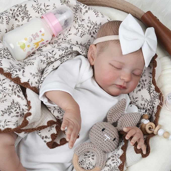 Reborn Baby Dolls - 20 Inch Lifelike Newborn Baby Doll, Realistic Baby Doll with Advanced Painted Veins, Look Real Sleeping Girl Baby with Soft Cloth Body for Kid Age 3+ Laura