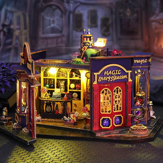 DIY Miniature House Kit - Magic Tiny House Model Kit with Open-able Door - DIY Wooden Dollhouse Miniature Kit for Adults Teens - Creative Book Nook Magic Model Kits, DIY Adult Crafts Kits