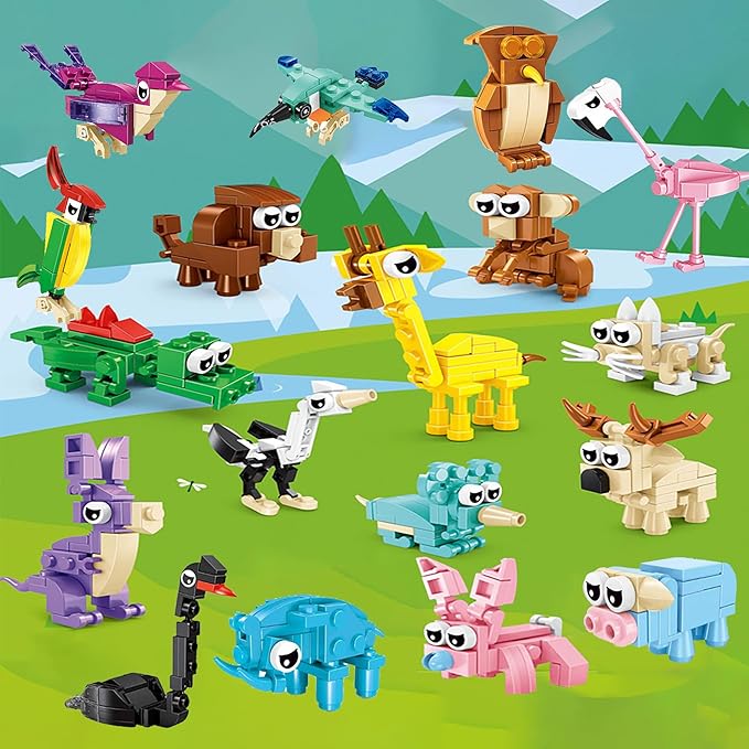 30 Pack Mini Animal Building Blocks Party Favors for Kids with 90 Models,Classroom Prizes,Birthday Gifts,Easter,Christmas,Valentine's Day Toys for Boys Girls Ages 6+