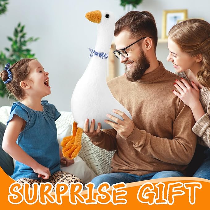 Sosation 3 Pieces 15.7'' Silly Goose Plush Stuffed Animal Toy, Swan Stuffed Animal, Blue Plaid Fluffy Cute Goose Funny Duck Plush Swan Toys Gifts for Kids Home Birthday Favor
