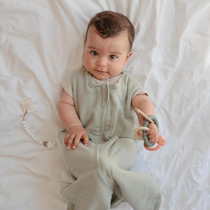 mushie Silicone Dino Teething Ring Toy