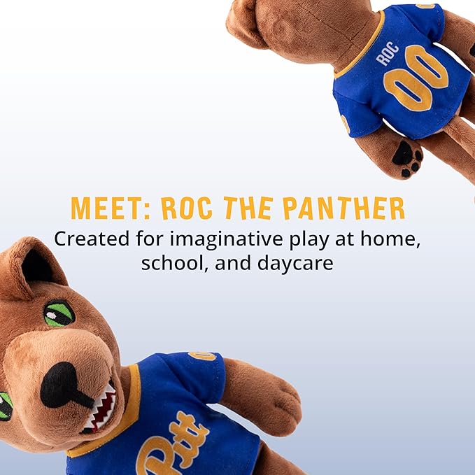 Playtime by Eimmie 14" Pitt Panther Plush Doll – Soft Rag Doll Mascot for College Football Fans, Sports-Themed Plush Figure for Kids, Toddlers & Collectors, Surface Washable