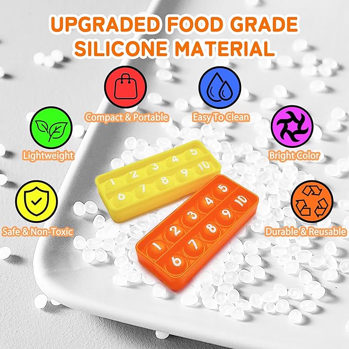 12Pcs Ten Frame Popper, Math Fidget Sensory Counting Toys, Educational Toy for Kids Classroom Group Learning Activities