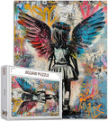 Tucocoo 1000 Piece Jigsaw Puzzles for Adults Banksy Angel Wings Painting Jigsaw Puzzle Little Girl 1000 Pieces Puzzles for Challenging Family Activity Game Street Pop Art DIY Puzzle Wall Decor Gifts