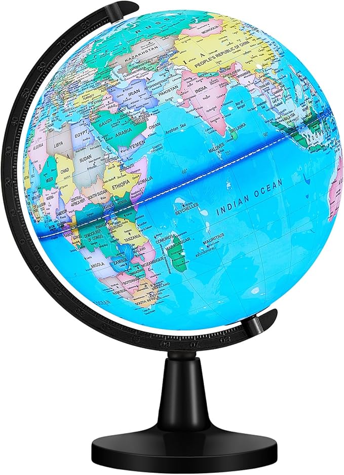 Amylove 13'' Illuminated World Globe for Adults 720°/360° Rotation Rewritable Light Up Globe with Stand World Map for Interactive Learning Light with Base Lamp LED Decor(Lightweight,Classic)