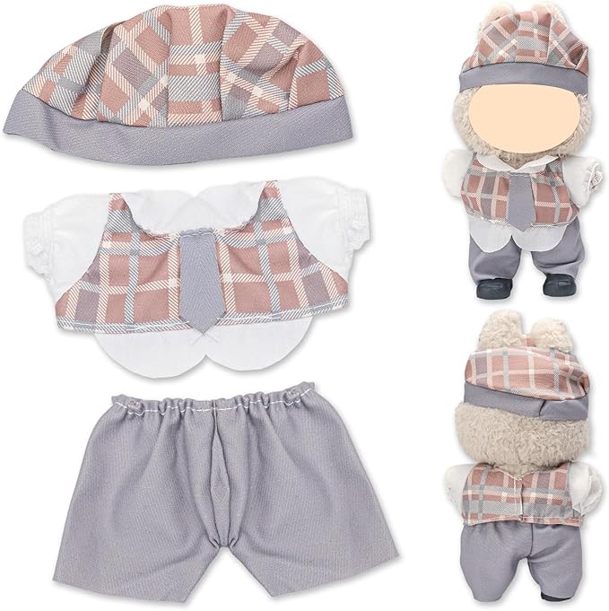 4 Pack—17cm Plush Doll Clothes,Premium Doll Outfit with Accessories,Princess Skirt,Cute Clothes Outfit for 17cm Dolls,End Dress Up Fashion Clothing Set(No Dolls and Shoes) (Set L)