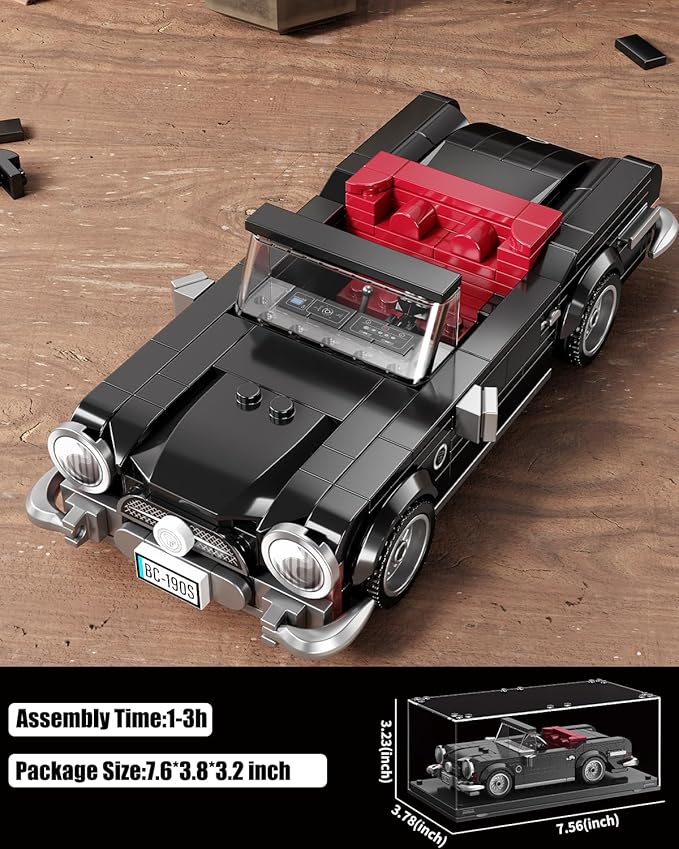 Super Sports Car Building Block Set with Display Case, Speed Race Car Building Kit, Collectible Model, Christmas Birthday Gift for Adults and Kids 6 and up (338pcs)