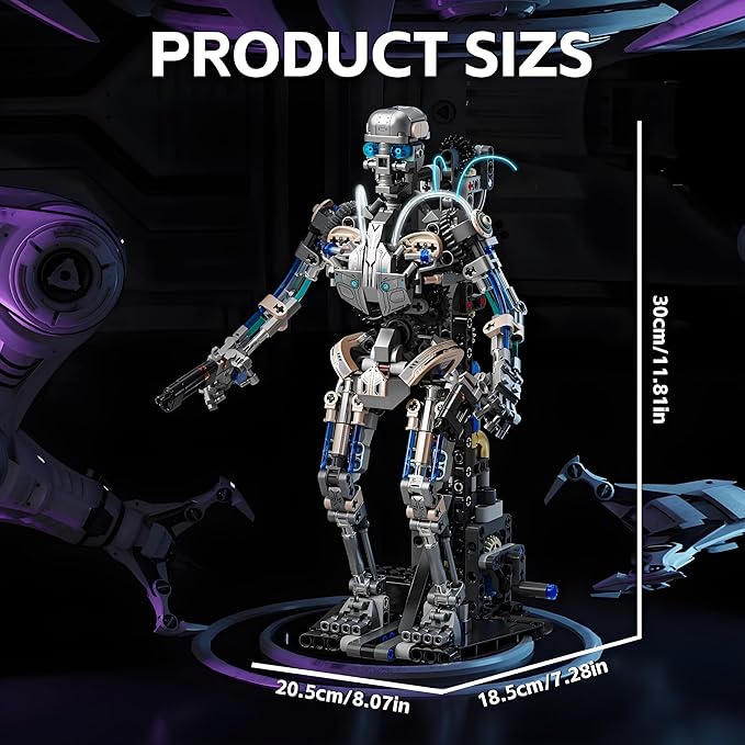 Mechanical Skeleton Robot Building Block Toy 692+Pieces Twistable Body and Poseable Design can be Driven by Hand or Motor Creative STEM Toy for Kids and Adults