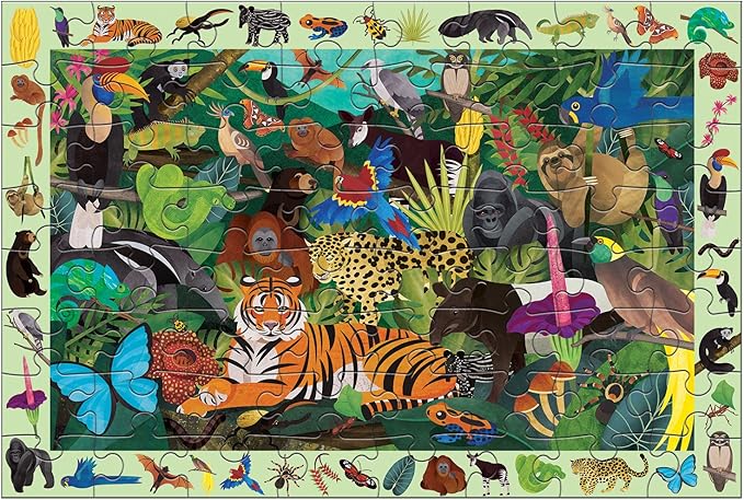 Mudpuppy Rainforest — 64 Piece Search & Find Puzzle Jigsaw Puzzle Featuring Diverse and Exotic Rainforest Animals and Over 40 Hidden Images to Find for Ages 4+