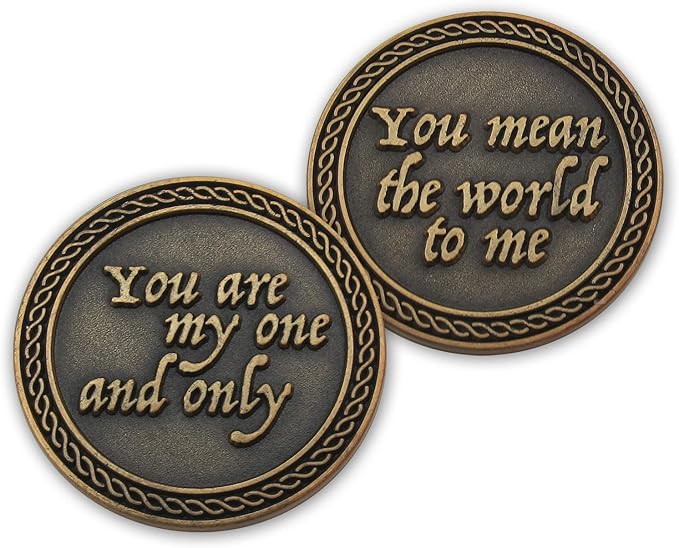 Bulk Set of 10 Romantic Love Expression Coins, You are My One & Only, You Mean The World to Me, Anniversary Pocket Tokens for Date Night, Love Gift for Men & Women, from Him or Her