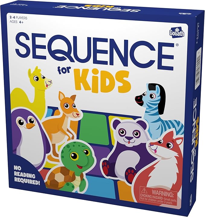 SEQUENCE for Kids -- The 'No Reading Required' Strategy Game by Jax and Goliath, Multi Color, 11 inches (2-4 players) (Packaging May Vary)