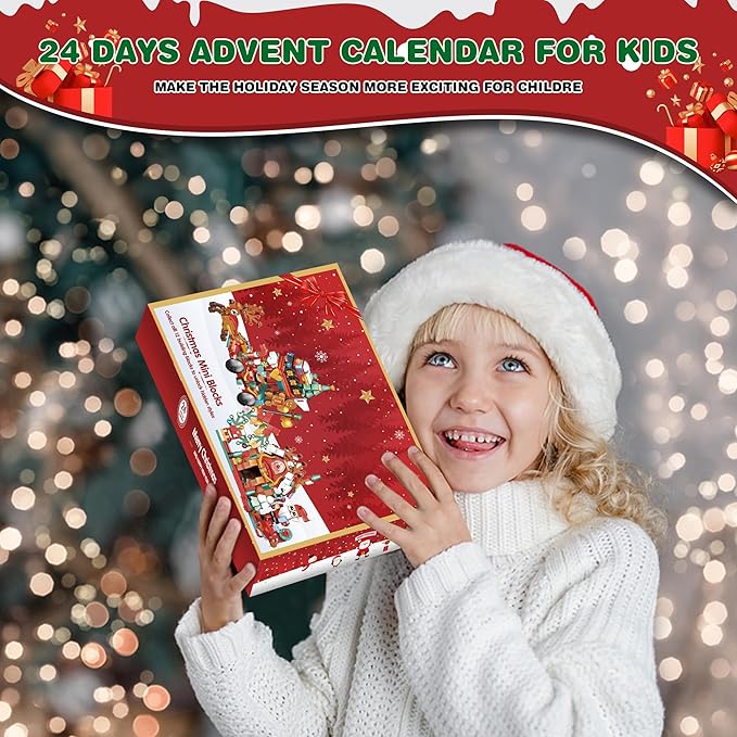 24-Day Building Block Countdown Calendar 2024 for Kids and Adults 24 Days of Building Fun with 12-in-1 Surprise Models