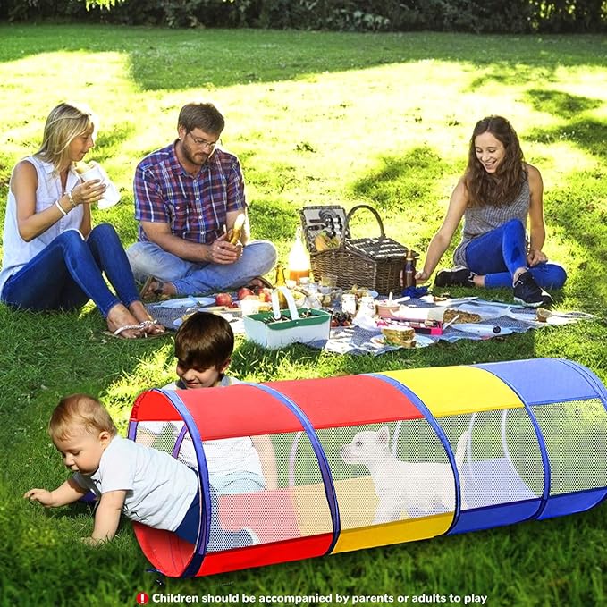 Kids Play Tunnel for Toddlers 1-3, 6 Foot Baby with 2 Mesh Sides Pop Up Crawling Toys 1 3 4 Year Old Girl Boy Birthday Gift, Indoor Outdoor Toddler Children or Dog