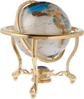 Uniquea Art 13-Inch Tall Pearl Ocean Table Top Gemstone World Globe with Gold Tripod
