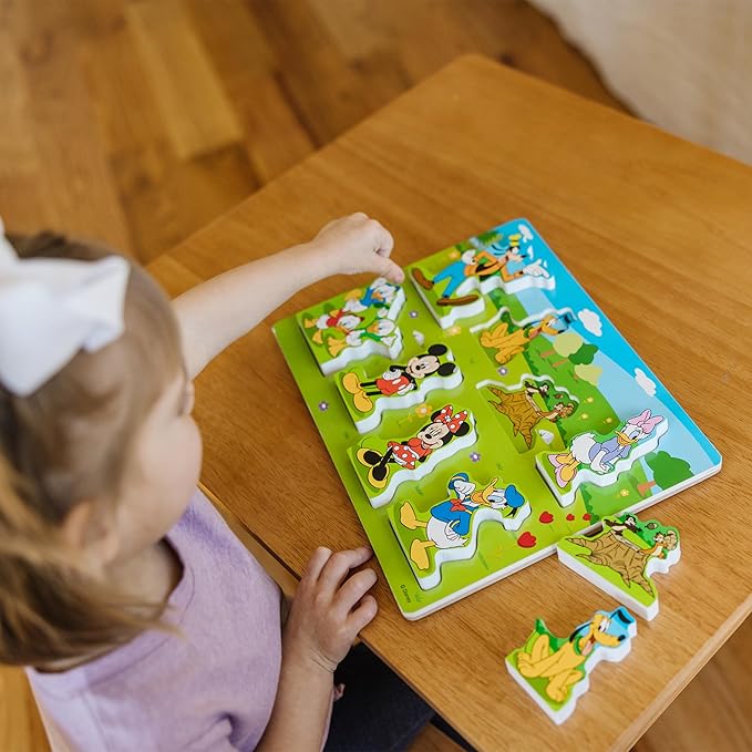 Melissa & Doug Disney Mickey Mouse Wooden Chunky Puzzle – 8-Piece Disney Character Puzzle for Toddlers and Kids Ages 2+
