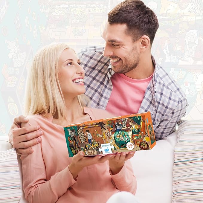 MOMIBOOK 1000 Piece Puzzle for Adults Jigsaw Puzzles of Enchanted Magic House, Touch Film Painting Image Difficult Challenging Hard Impossible Puzzle Unique Funny Party Christmas Birthday Gifts
