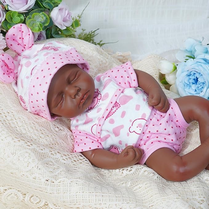 Reborn Baby Dolls Silicone Full Body 12in Weighted Real Life Closed-Eyes Girl Dolls Lifelike Newborn Baby Soft Body Flexible Limbs Not Vinyl