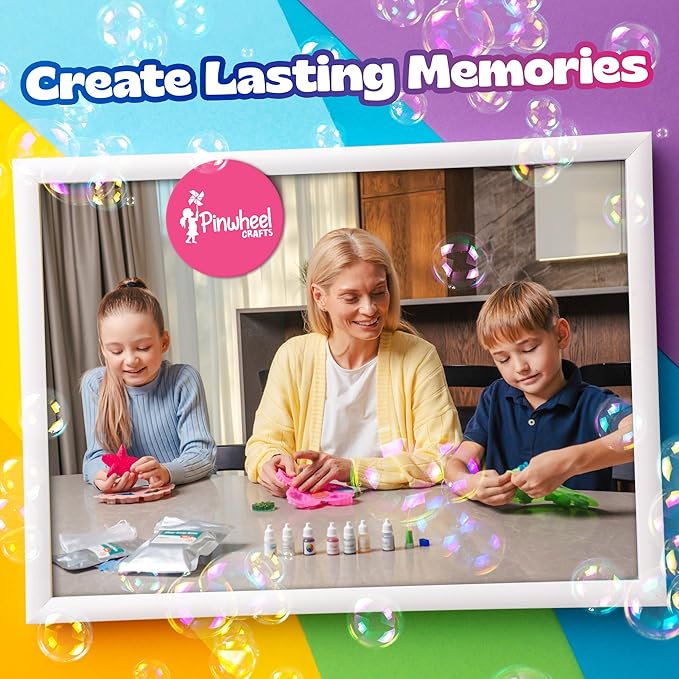 Pinwheel Crafts DIY Soap Making Kit for Kids Ages 5 6 7 8-12+ with Molds, Scents, Dye, Glitter, Foaming Net - Sealife Soap Making Kits for Adults Beginners Great for Science Projects and Crafts