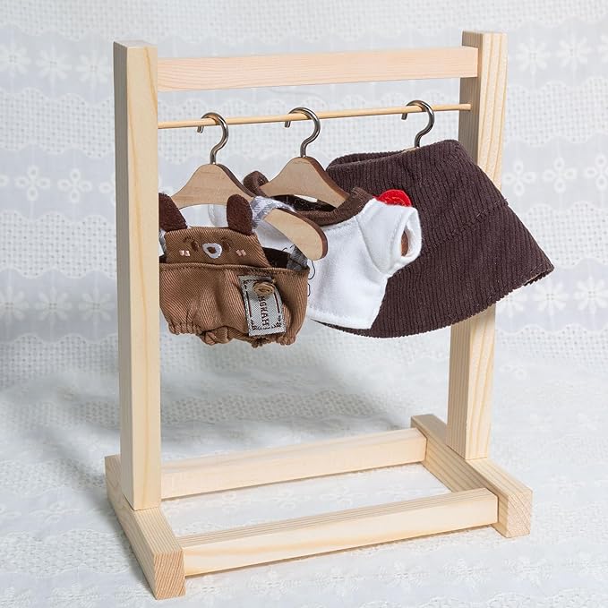 17cm Clothes for Labubu Doll - Kawaii Chic Style Set for 17cm Dolls, Cute Doll Outfit with Accessories - Brown Puppy Romper + Puppy Shirt + Heart Shaped Brown Hat (Clothes Only)