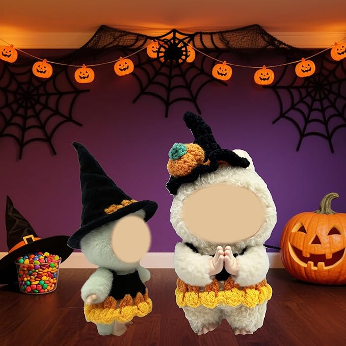Halloween Clothes for 17cm Doll Outfits, Hat Dress Set for 17cm Dolls, Stylish Adorable Halloween Clothes Accessories (No Doll)