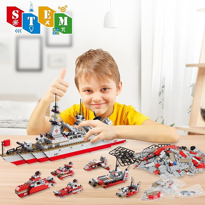 Sitodier STEM 811pcs Construction 25 in 1 Cruiser Ocean Ship Building Toy for 6+ Boys | 25 Models Engineering Building Bricks Kit for Ages 6-12