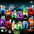 AuroTops Halloween Crafts for Kids,12 Pack Halloween Mason Jar Kit with Accessories for Kids DIY Kits,Party Favors Party Decorations for Classroom Goodie Bags Trick or Treat Toys