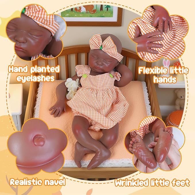 Reborn Baby Dolls Silicone Full Body 18.1in Weighted Real Life Closed-Eyes Girl Dolls Lifelike Newborn Baby Soft Body Flexible Limbs Not Vinyl