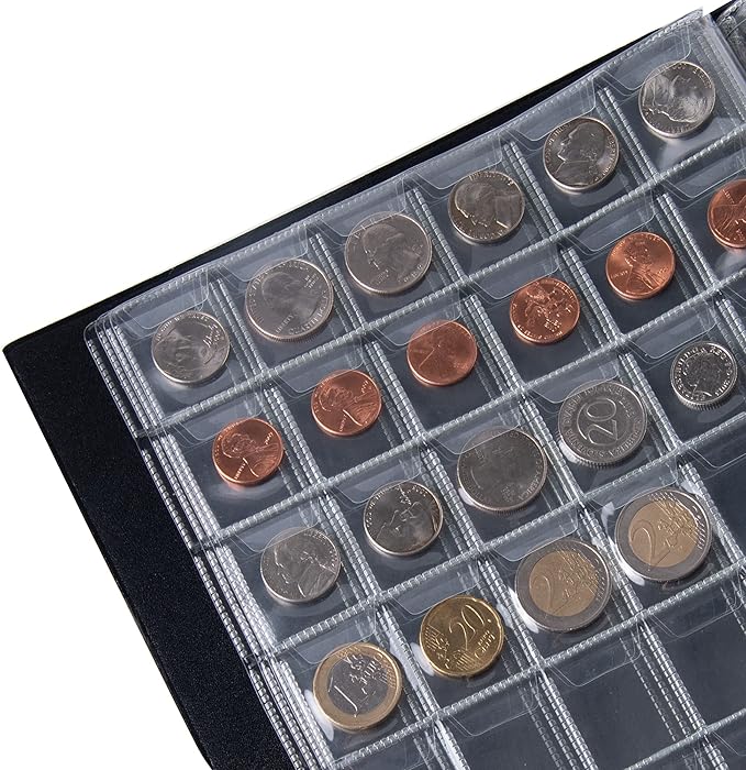 420 Pockets Coin Albums - 28x29 mm/1.1x1.1 inch Pocket Black Coin Book 10 Pages Coin Collection Holder Letter Size Coin Storage Book CS0242BK