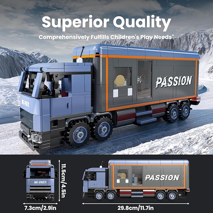 Mould King Heavy-Duty RV Truck Building Set, Realistic American Motorhome Truck Model for Kids Ages 8+, 24071 STEM Toy Vehicles with Detailed Interior, Display and Collection for Adult (615 PCS)