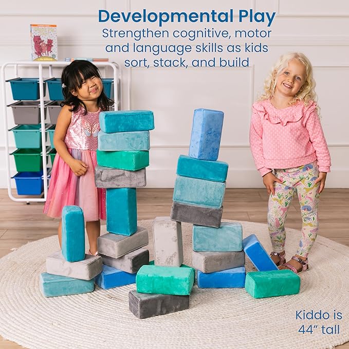 ECR4Kids SoftZone Stack-A-Brick, Foam Blocks, Contemporary, 24-Piece