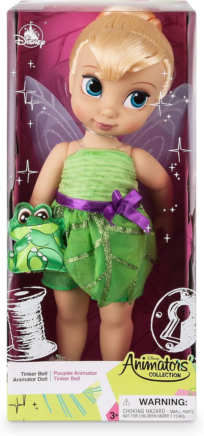 Disney Store Animators' Collection Tinker Bell Doll - Peter Pan - 16 Inch, Molded Details, Fully Posable Toy in Satin Dress - Suitable for Ages 3+ Toy Figure