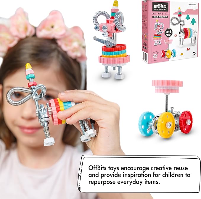 The Off Bits Erector Set: Animal Mini STEM Toys for Kids 6+, Toy Building Sets with Nuts & Bolts, STEM Building Toys Gifts for Boys and Girls (Multicolor)