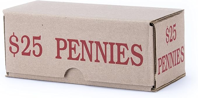 Penny Storage Box Red Holds 50 Wrapped Coin Rolls, 50 Boxes