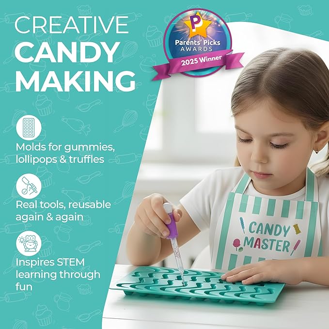 Tovla Jr. Kids Ultimate Candy Making Set – Real Tools, Recipe Cards & Carrying Case – Make Gummies, Lollipops, Chocolates, and More – Ages 6-12