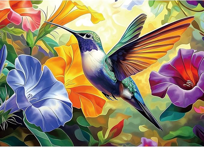 Hummingbird Flowers 500 Piece Jigsaw Puzzle for Adults - Family Fun, Challenging Puzzle Game, Birthday Party Gift Idea