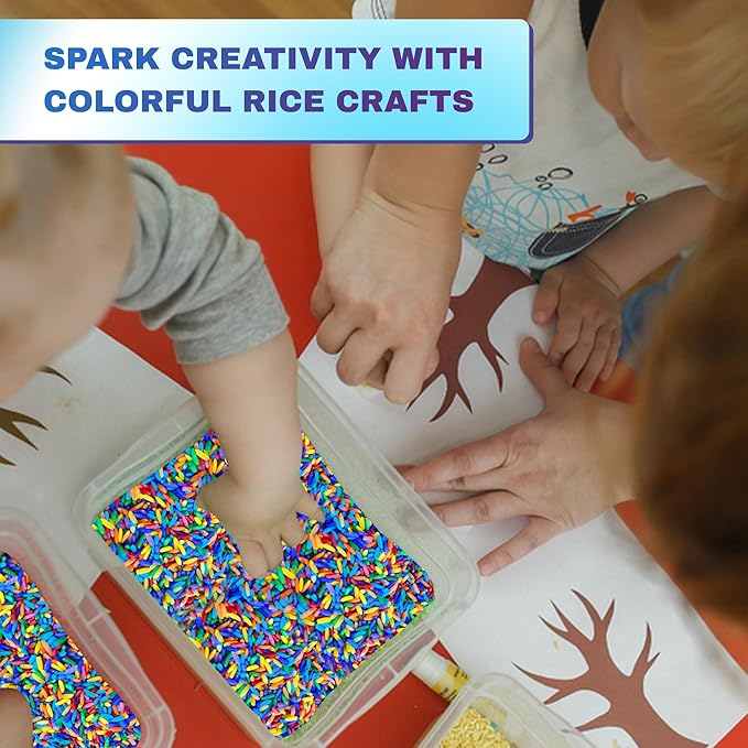 Colored Rice in Vibrant Colors, Sensory Bin Filler, Rainbow Rice for Art & Craft, Creative Learning & Color Perception, Non-Toxic, Safe for Kids & Pets, Made in The USA (2lbs) (Mix-3)